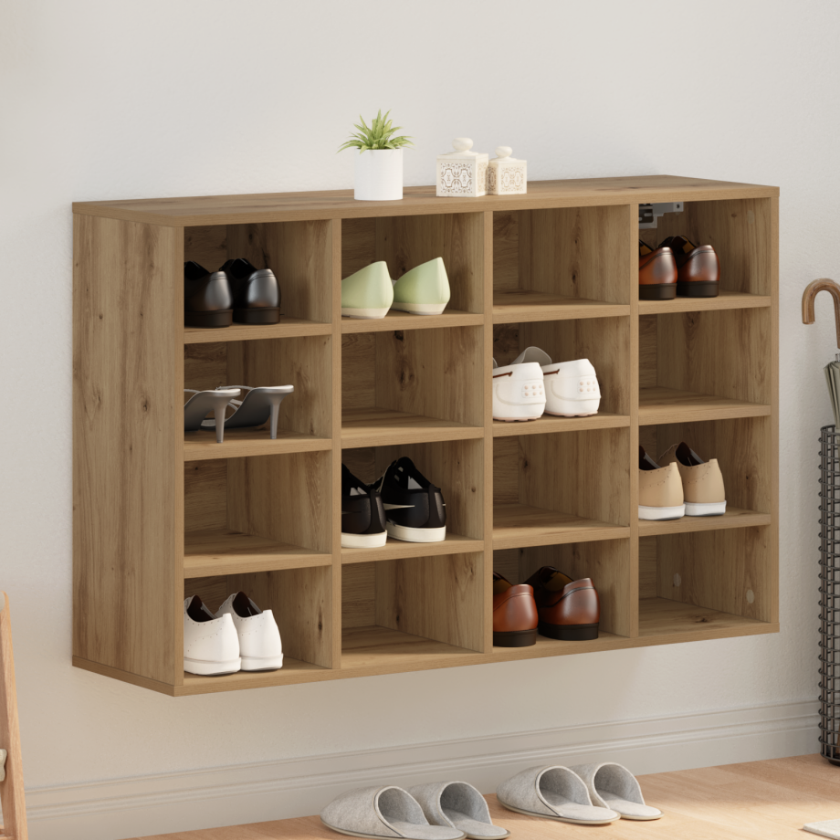 vidaXL Schoenenkast Artisan Eiken 103 x 30 x 67 cm Bewerkt hout afbeelding 1