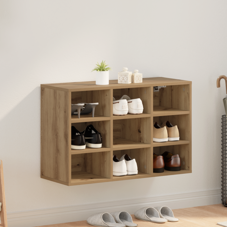 vidaXL Schoenenkast Artisan Eiken 77,5 x 30 x 51 cm Bewerkt hout afbeelding 1