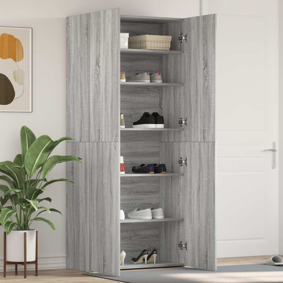 vidaXL Schoenenkast met plank Grijs 80 x 35.5 x 180 cm Bewerkt hout vidaXL Schoenenkast met plank Grijs 80 x 35.5 x 180 cm Bewerkt hout afbeelding 1