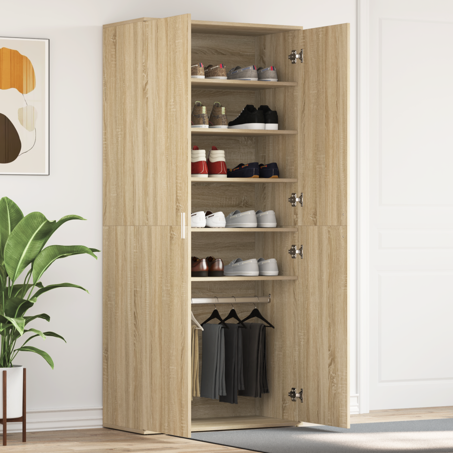 vidaXL Schoenenkast Sonoma Eiken 80 x 39 x 178 cm Bewerkt hout vidaXL Schoenenkast Sonoma Eiken 80 x 39 x 178 cm Bewerkt hout afbeelding 1