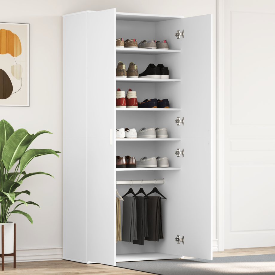 vidaXL Schoenenkast met plank Wit 80 x 39 x 178 cm Bewerkt hout afbeelding 1