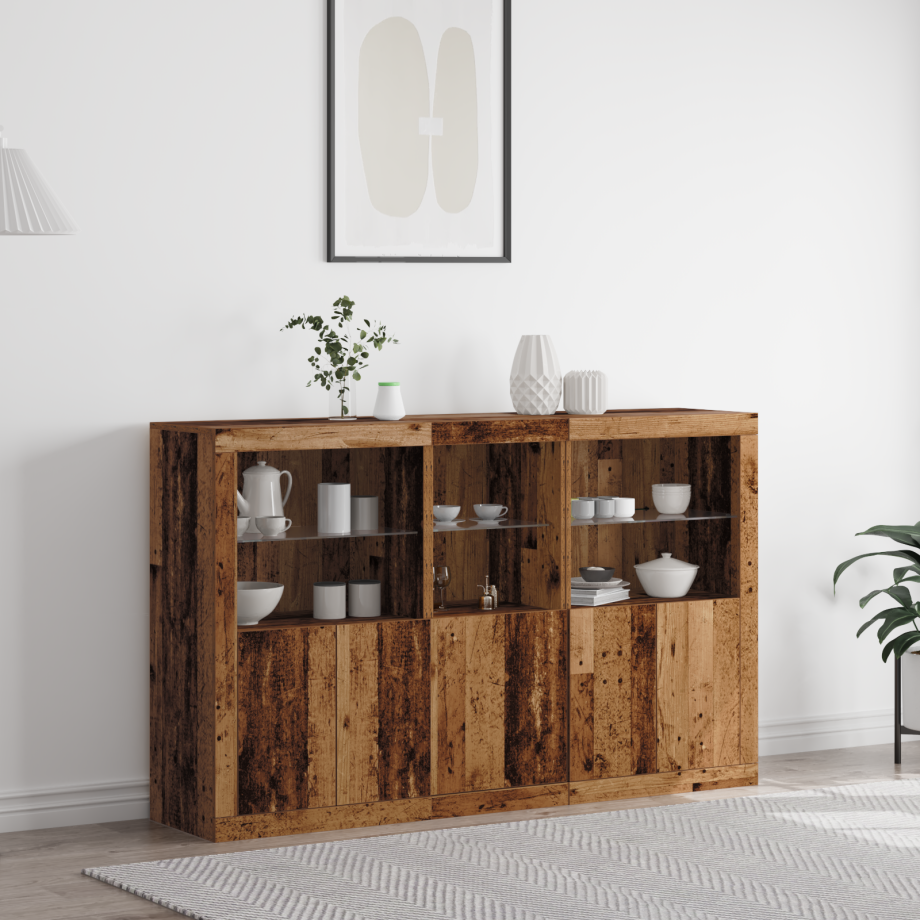 vidaXL LED Sideboard Oudhout 162 x 37 x 100 cm Bewerkt hout vidaXL LED Sideboard Oudhout 162 x 37 x 100 cm Bewerkt hout afbeelding 1