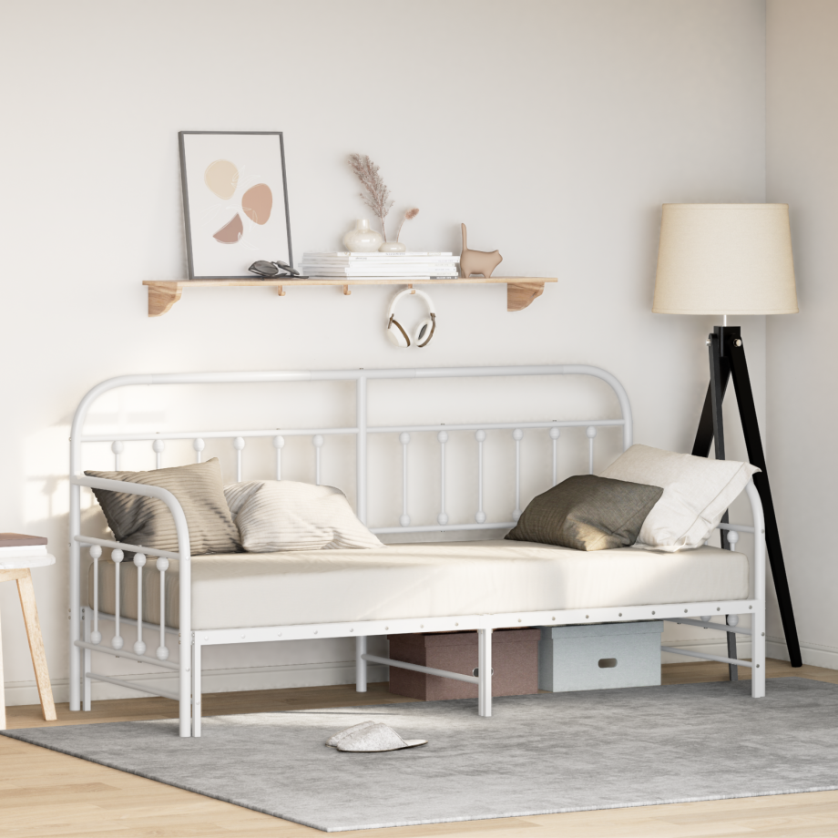 vidaXL Slaapbank met uitschuifbed 75x190 cm staal wit afbeelding 1