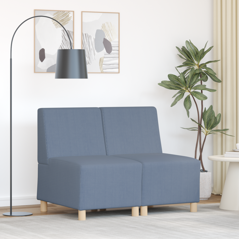 vidaXL Sofa Chiar 2 pcs Blauw 55 x 74 x 82 cm Katoenen stof afbeelding 1