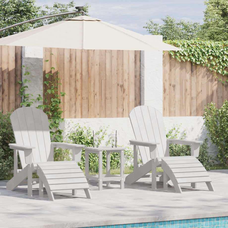 vidaXL Stoelen 2 st Adirondack met voetsteunen HDPE wit afbeelding 1