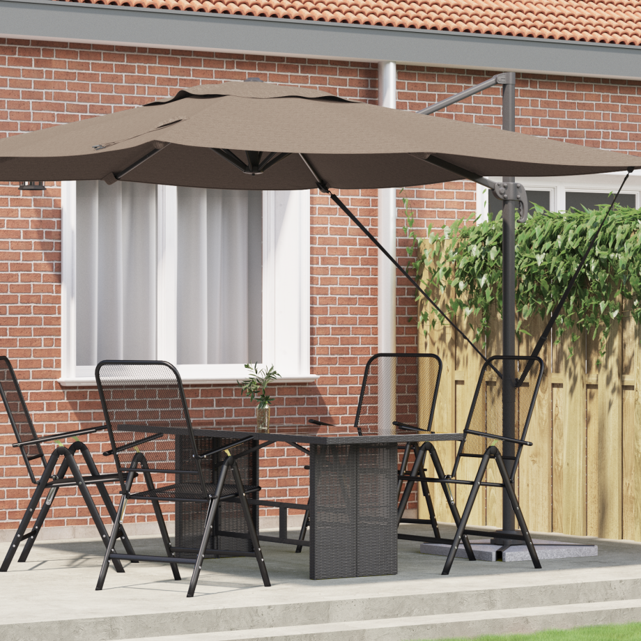 vidaXL Terrasparasol Taupe Large Polyester & Staal afbeelding 1