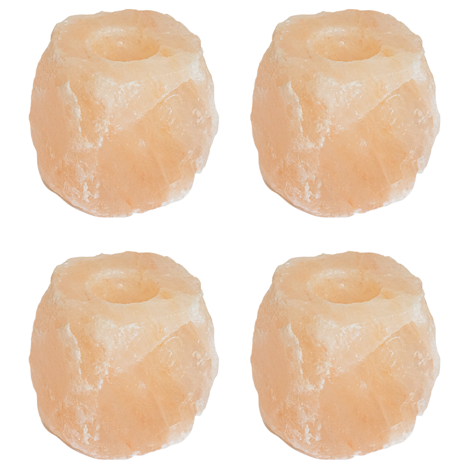 vidaXL Theelichthouders 4 st 4 kg zoutsteen roze afbeelding 1