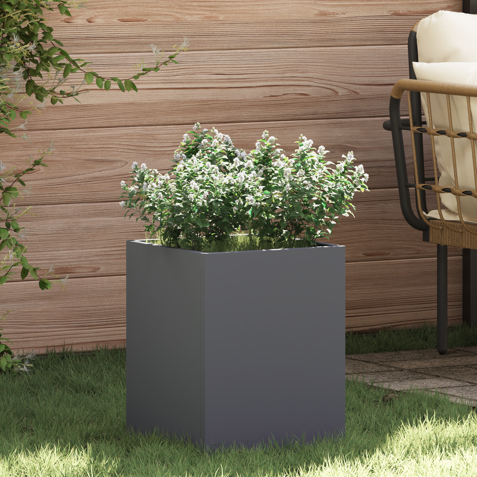 vidaXL Tuin Bloempot Antraciet 50 x 32 x 40 cm Koudgewalst staal afbeelding 1