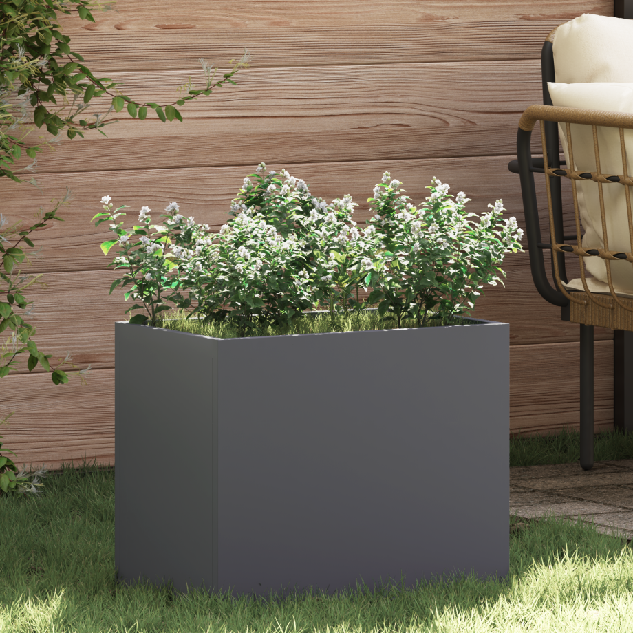 vidaXL Tuin Bloempot Antraciet 50 x 32 x 40 cm Koudgewalst staal afbeelding 1