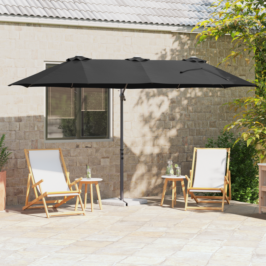 vidaXL Tuin Cantilever Parasol met slot Zwart Large Poedergecoat staal afbeelding 1