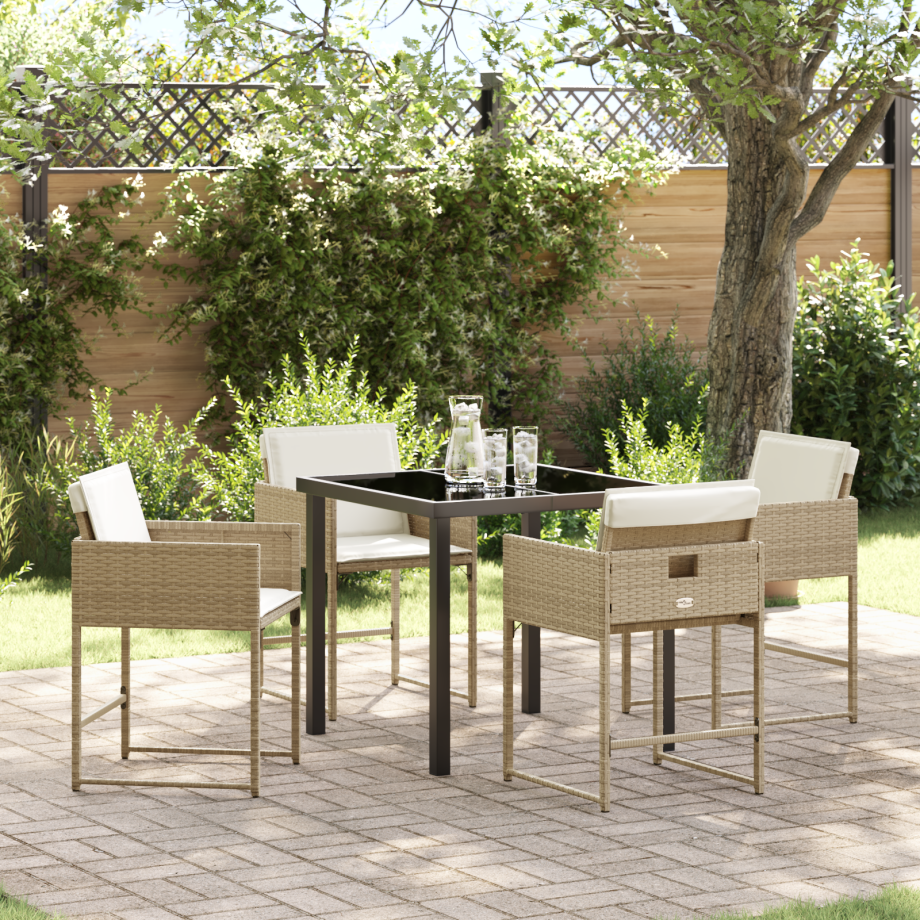 vidaXL Tuin Eetset 5 pcs Beige poly rattan afbeelding 1