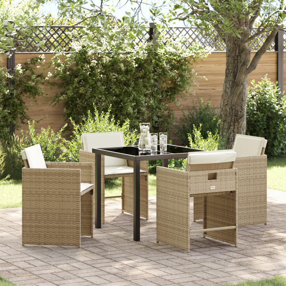 vidaXL Tuin Eetset 5 pcs Beige poly rattan afbeelding 1