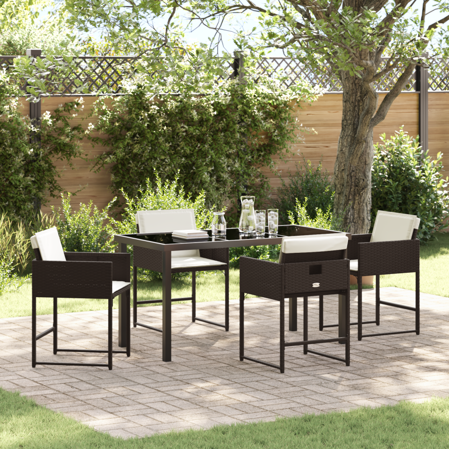 vidaXL Tuin Eetset 5 pcs Bruin poly rattan afbeelding 1