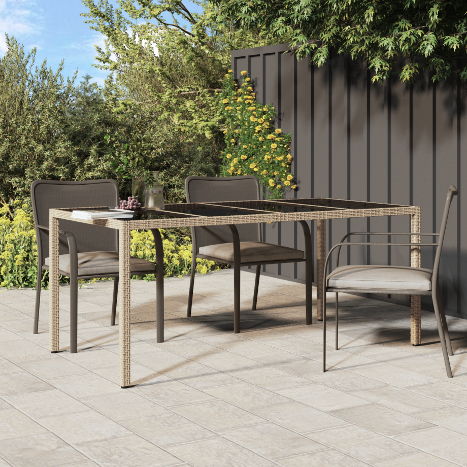 vidaXL Tuin Eettafel Beige 190x90x75 cm Poly Rattan vidaXL Tuin Eettafel Beige 190x90x75 cm Poly Rattan afbeelding 1