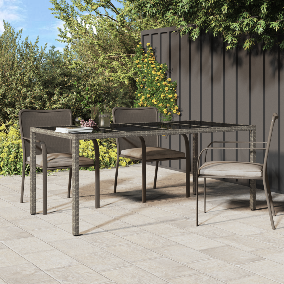 vidaXL Tuin Eettafel Grijs 190x90x75 cm Poly Rattan vidaXL Tuin Eettafel Grijs 190x90x75 cm Poly Rattan afbeelding 1