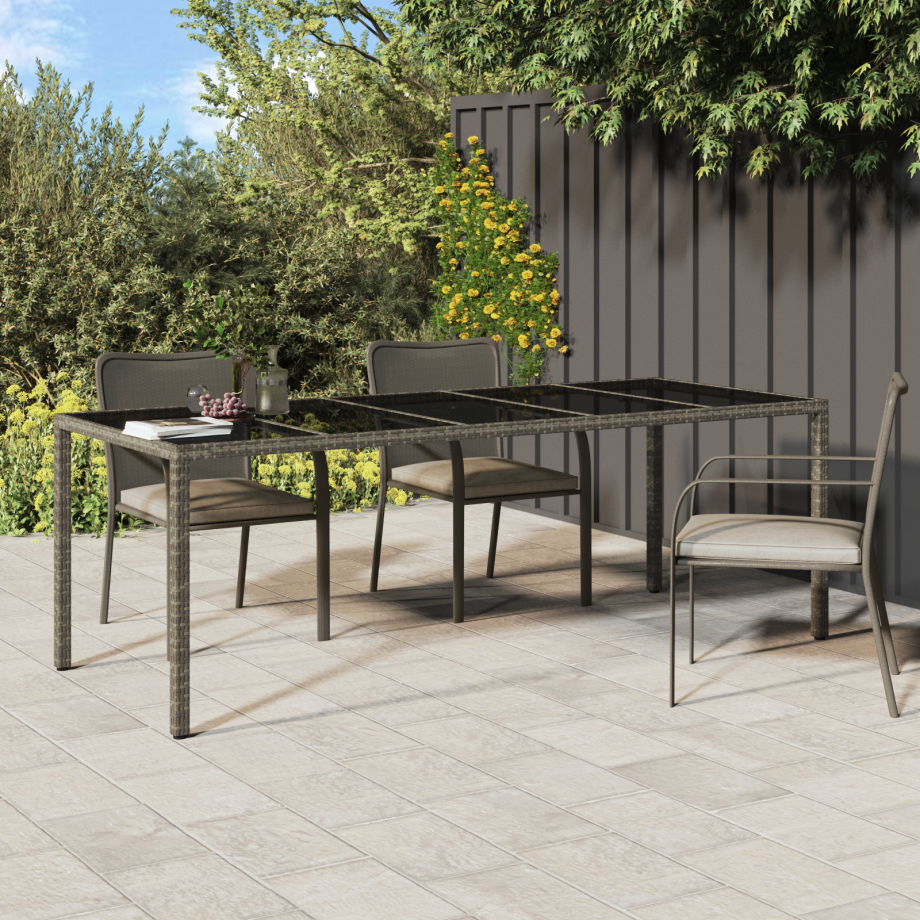 vidaXL Tuin Eettafel Grijs 250x100x75 cm Poly Rattan vidaXL Tuin Eettafel Grijs 250x100x75 cm Poly Rattan afbeelding 1