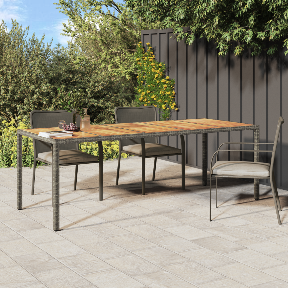 vidaXL Tuin Eettafel Grijs 250x100x75 cm Poly Rattan vidaXL Tuin Eettafel Grijs 250x100x75 cm Poly Rattan afbeelding 1