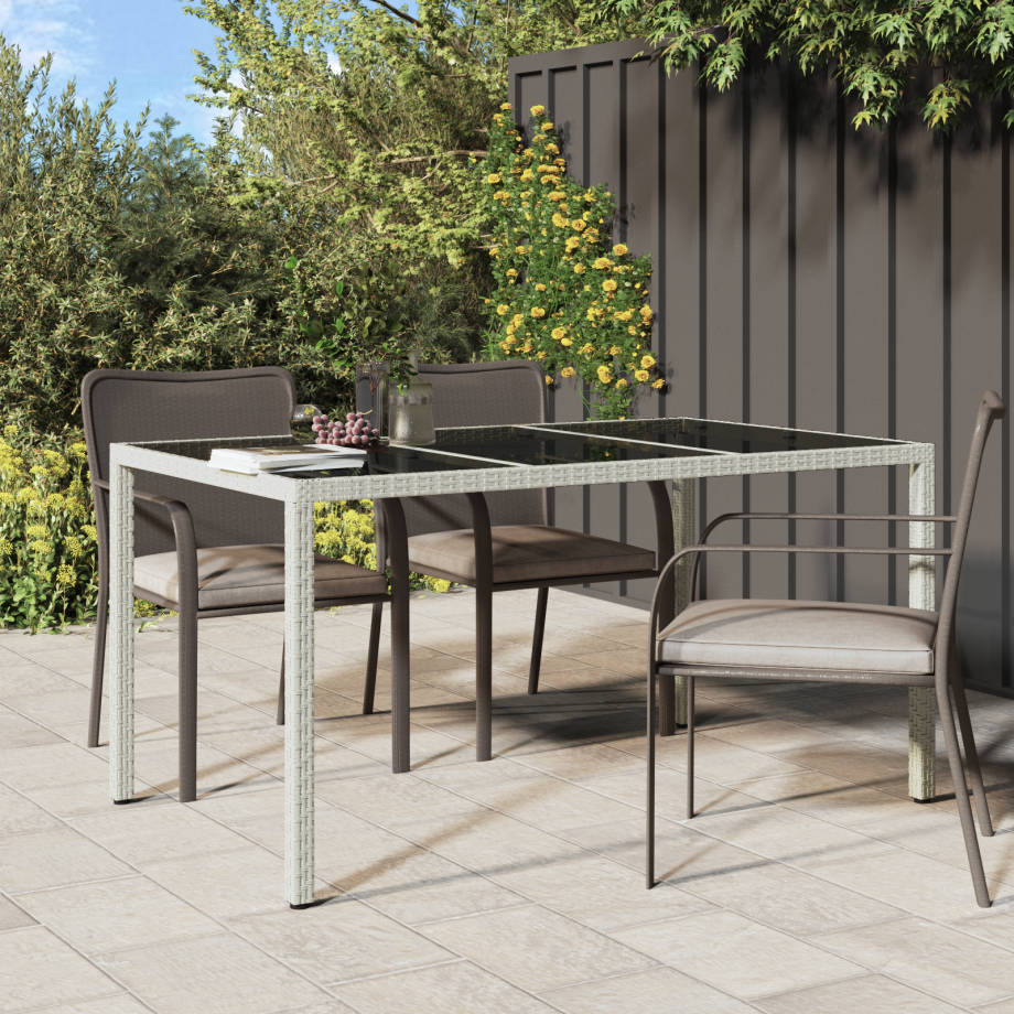 vidaXL Tuin Eettafel Wit 150x90x75 cm Poly Rattan afbeelding 1