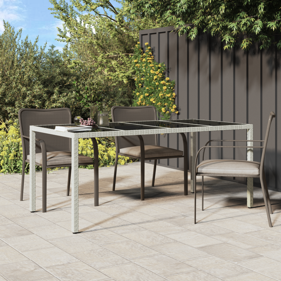 vidaXL Tuin Eettafel Wit 190x90x75 cm Poly Rattan afbeelding 1