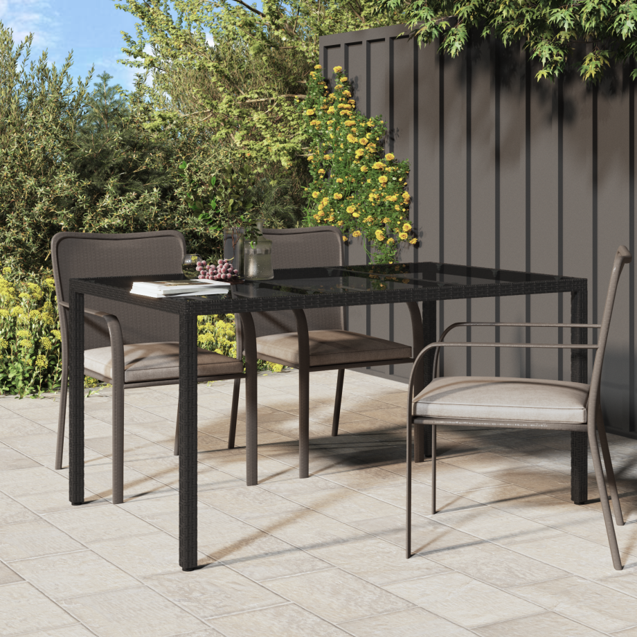 vidaXL Tuin Eettafel Zwart 150x90x75 cm Poly Rattan afbeelding 1