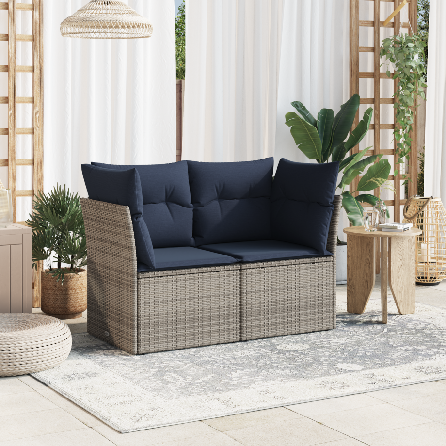 vidaXL | Tuin Sofa | met kussen Grijs 124 x 62 x 69cm poly rattan vidaXL | Tuin Sofa | met kussen Grijs 124 x 62 x 69cm poly rattan afbeelding 1