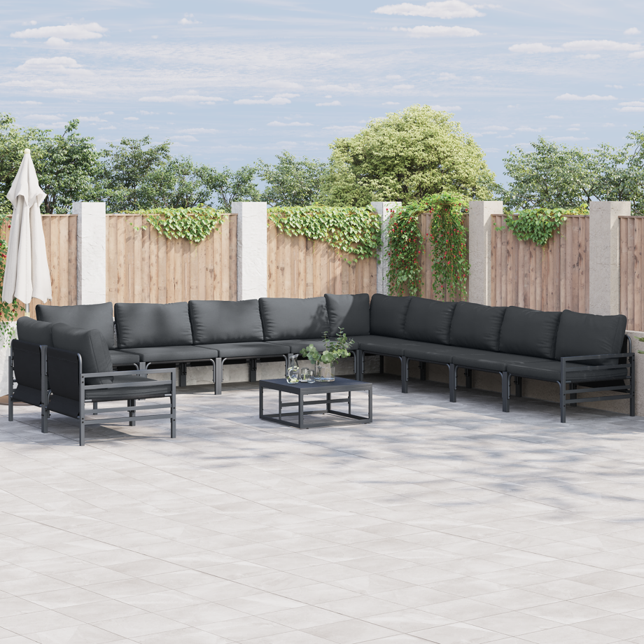 vidaXL Tuin Sofa Set met kussen Antraciet Staal afbeelding 1