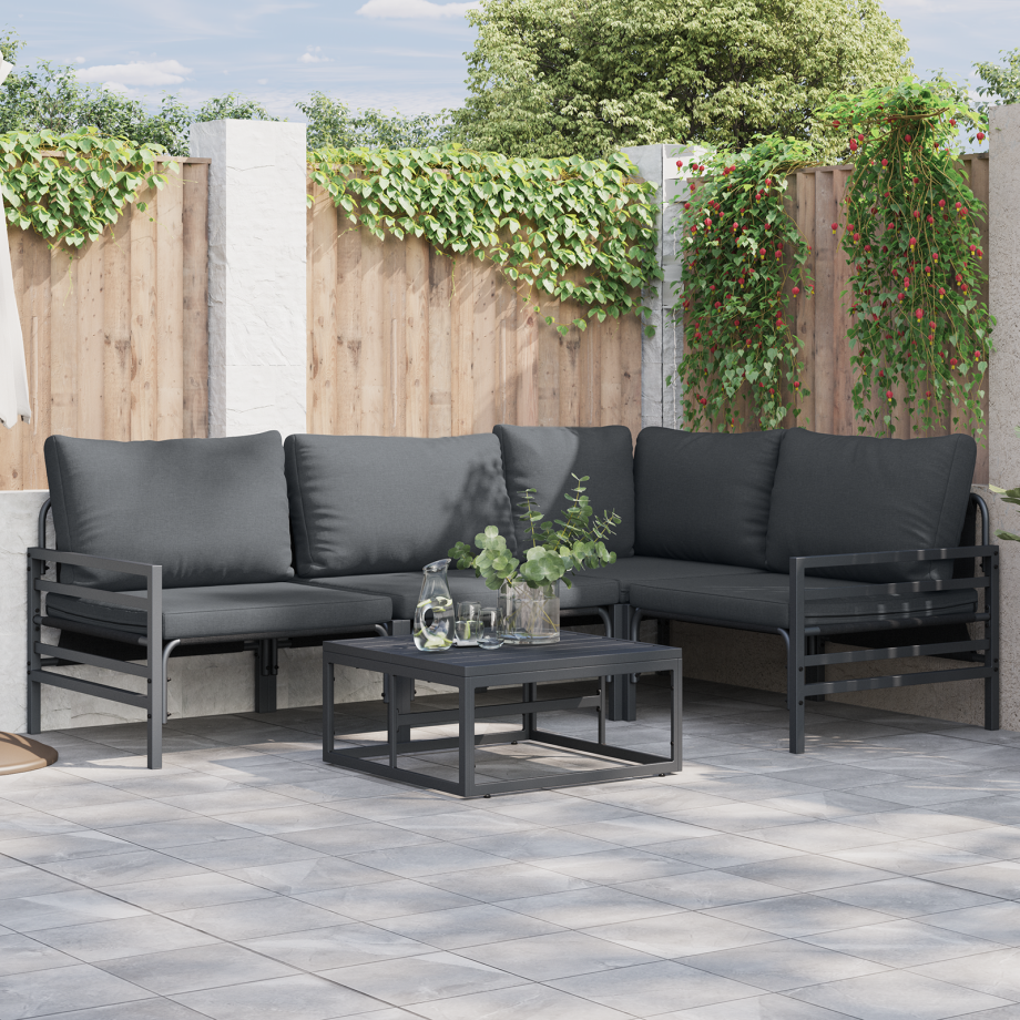 vidaXL Tuin Sofa Set met kussen 6 pcs Antraciet Staal afbeelding 1