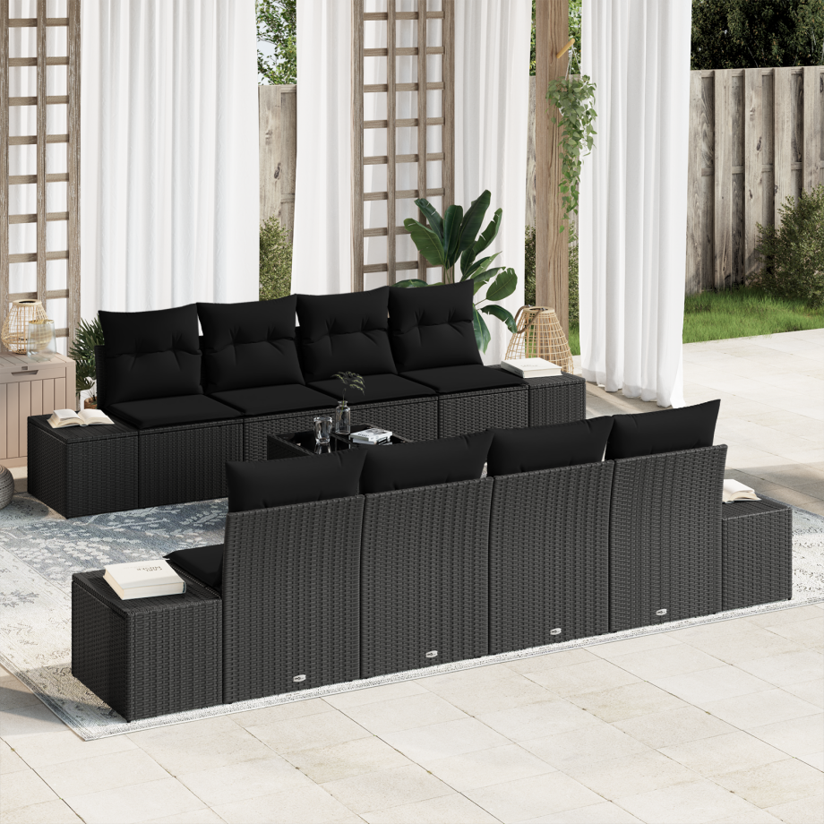 vidaXL Tuin Sofa Set 6 pcs Zwart 294 x 62 x 69 cm poly rattan vidaXL Tuin Sofa Set 6 pcs Zwart 294 x 62 x 69 cm poly rattan afbeelding 1