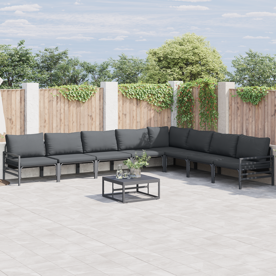 vidaXL Tuin Sofa Set met kussen Antraciet Staal afbeelding 1