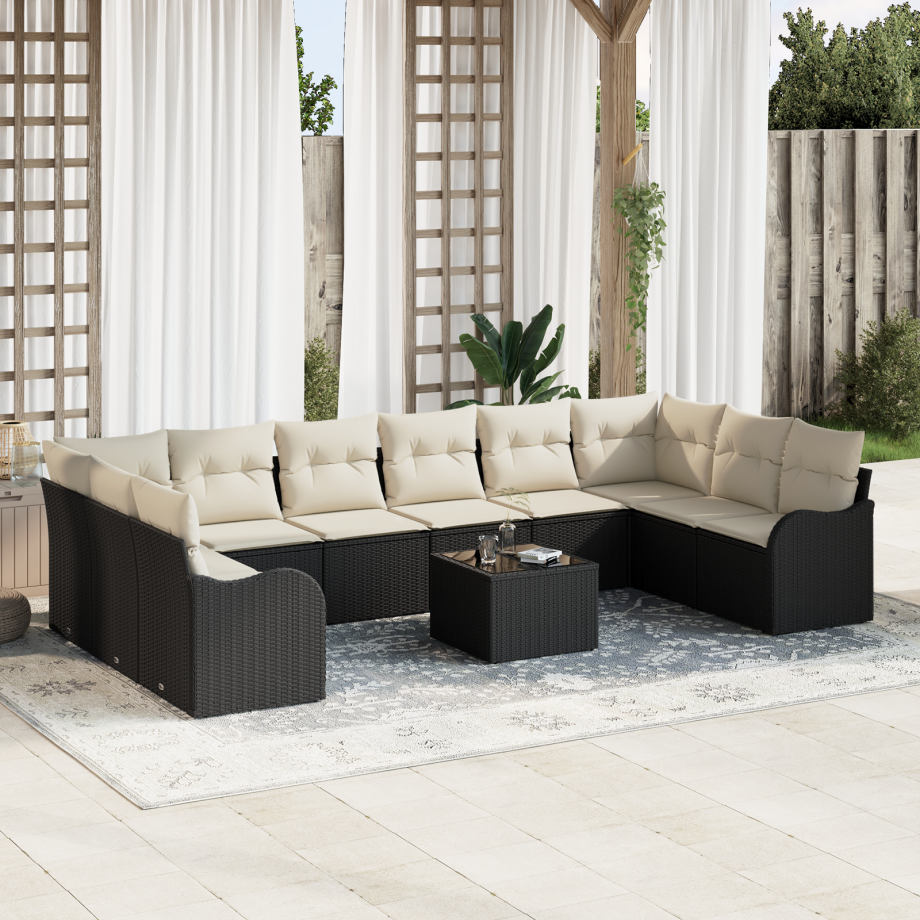 vidaXL Tuin Sofa Set Zwart 55 x 55 x 37 cm poly rattan afbeelding 1