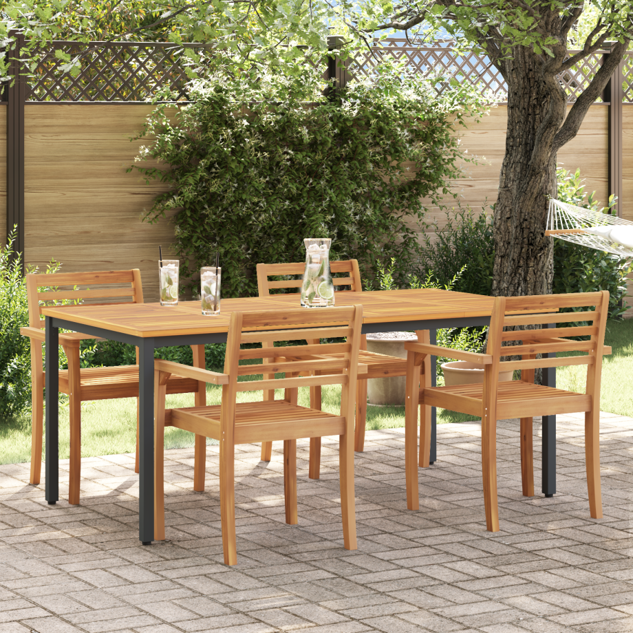 vidaXL Tuin Tafel 180x90x75 cm van Massief Acacia Hout en Metaal afbeelding 1