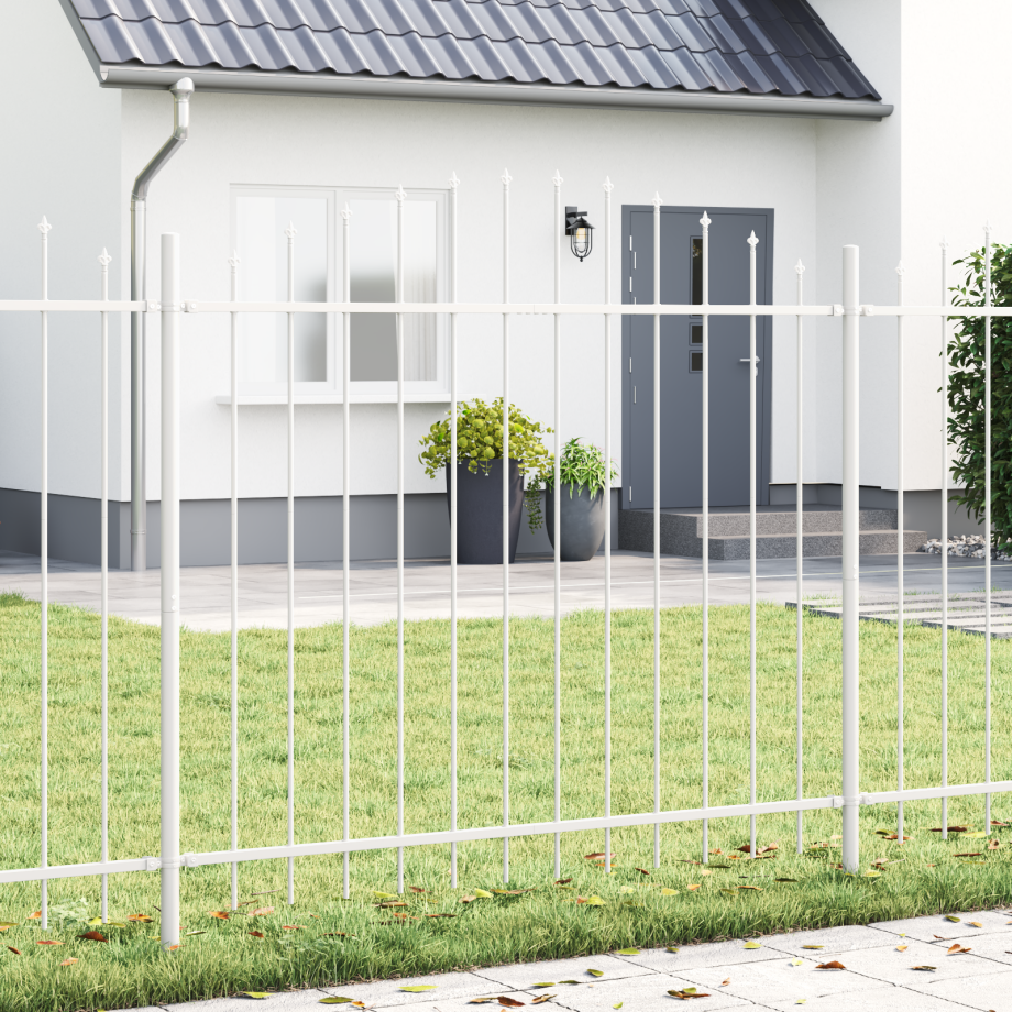 vidaXL Tuinafscheiding met Hoepel Top Wit 3,4x1,25 m staal afbeelding 1