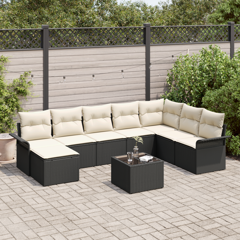 vidaXL Tuinbank 2-zits met opbergruimte en kussens poly rattan zwart afbeelding 1
