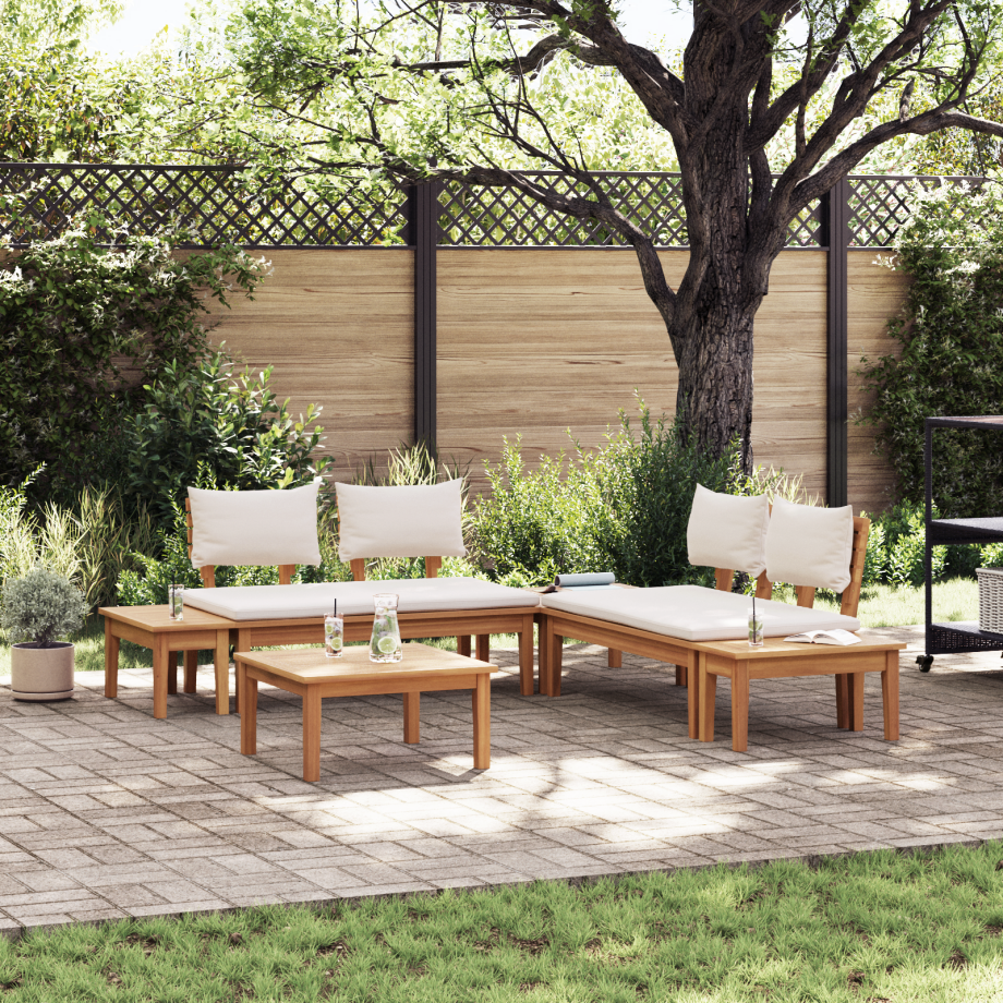 vidaXL Tuinbankset 3 pcs Bruin en Crème 2-zits Small Massief hout afbeelding 1