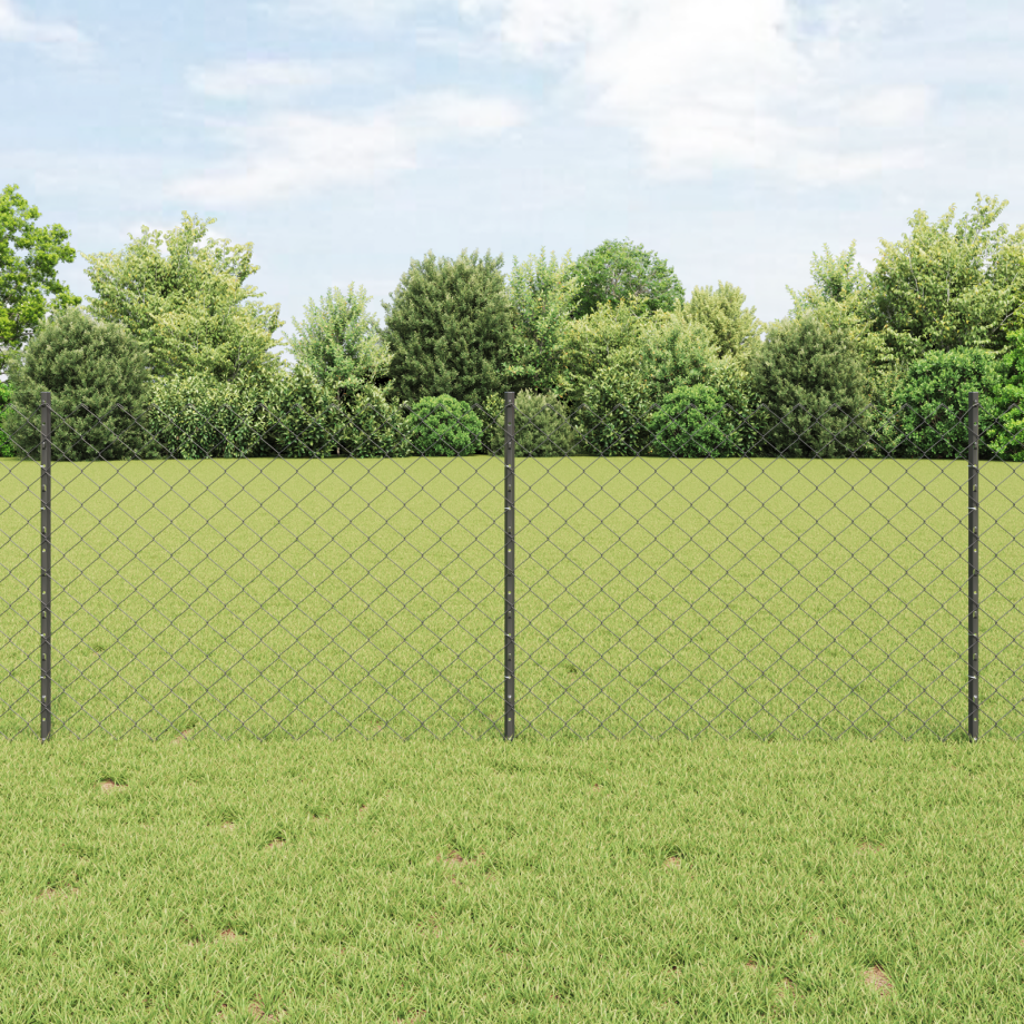 vidaXL Tuinhek Set Set van 2 Grijs Gegalvaniseerd Staal 25 x 0.8 m afbeelding 1