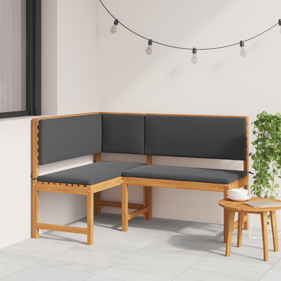 vidaXL Tuinhoekbank met kussens 140x100x91 cm massief acaciahout afbeelding 1