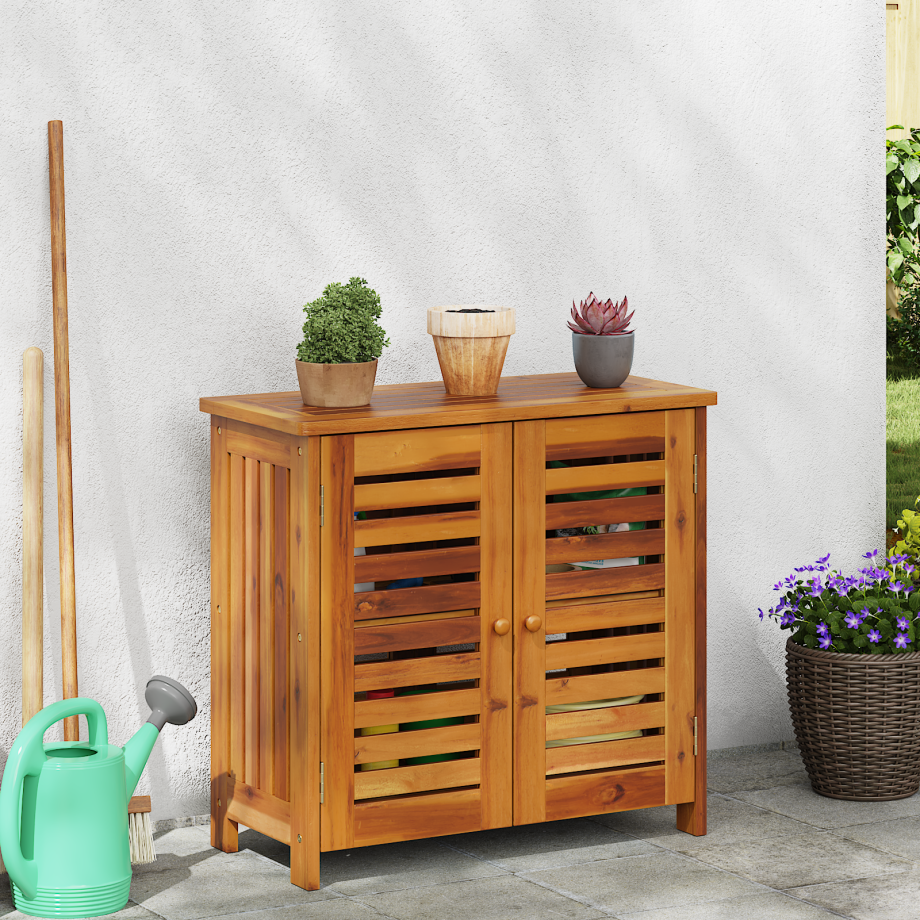 vidaXL Tuinkast met opslag met de deur Bruin 78 x 36.5 x 78cm Massief acaciahout afbeelding 1