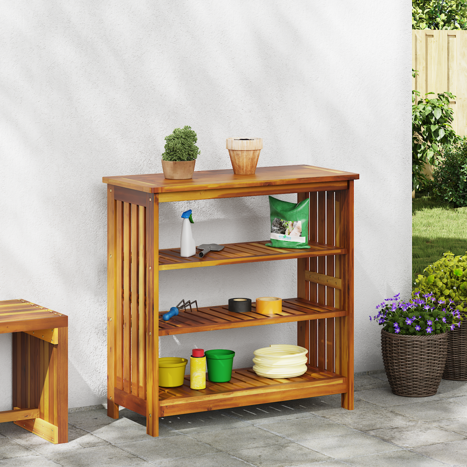 vidaXL Tuinkast met plank met opslag Bruin 75 x 35 x 70cm Massief acaciahout vidaXL Tuinkast met plank met opslag Bruin 75 x 35 x 70cm Massief acaciahout afbeelding 1