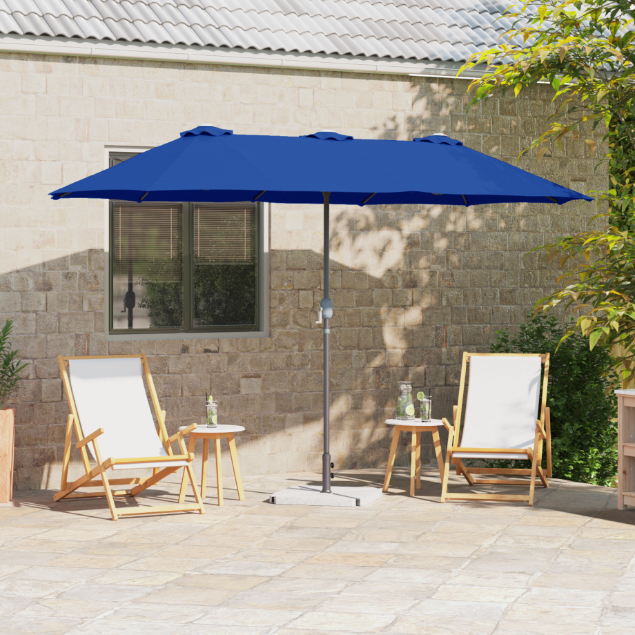 vidaXL Tuinparasol Blauw 380 x 196 x 235 cm Poedergecoat staal afbeelding 1