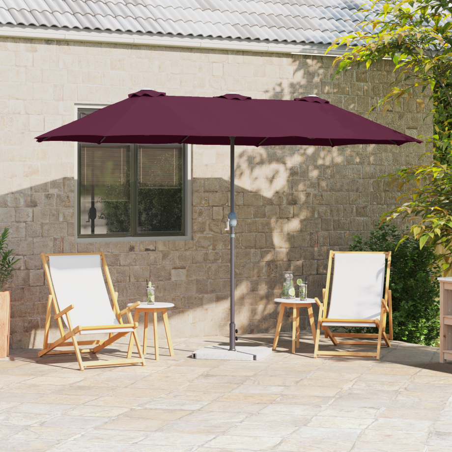 vidaXL Tuinparasol Bordeauxrood 380 x 196 x 235 cm Poedergecoat staal afbeelding 1
