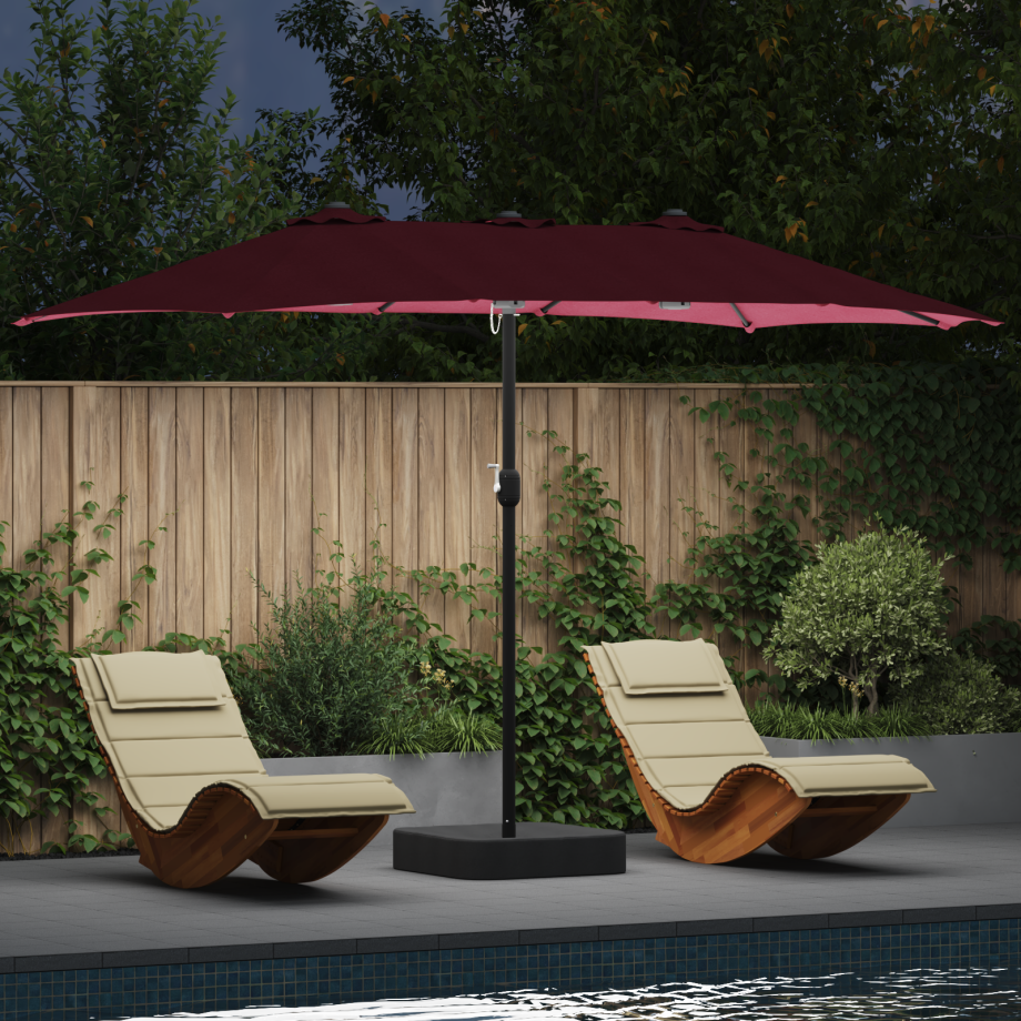 vidaXL Tuinparasol Bordeauxrood 385 x 209 x 244 cm Stof vidaXL Tuinparasol Bordeauxrood 385 x 209 x 244 cm Stof afbeelding 1