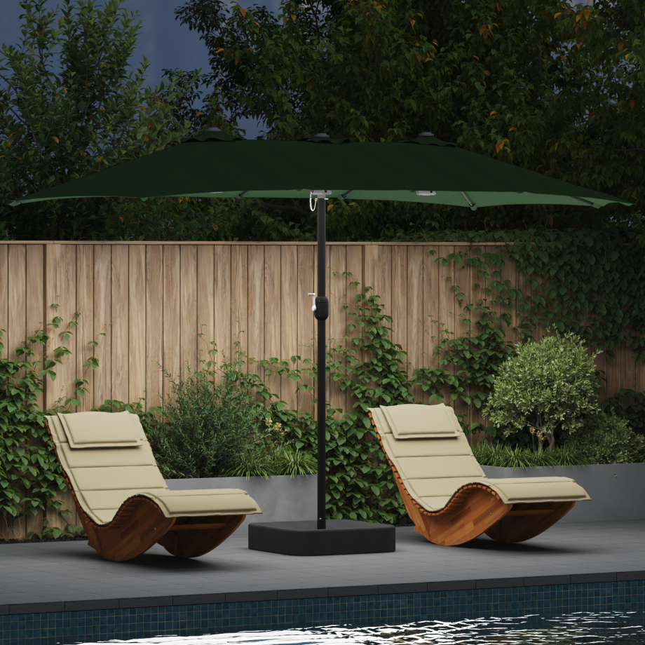 vidaXL Tuinparasol Groen 385 x 209 x 244 cm Stof afbeelding 1