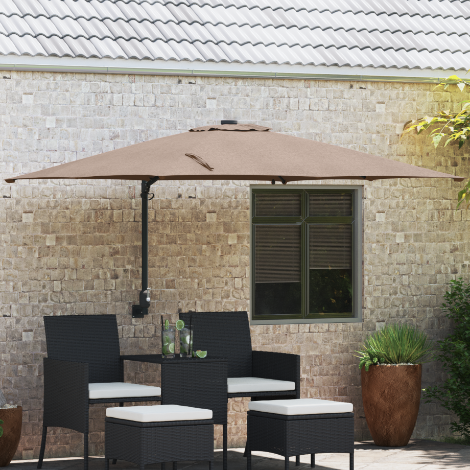 vidaXL Tuinparasol Taupe 248.5 x 247.5 x 160 cm Stof afbeelding 1