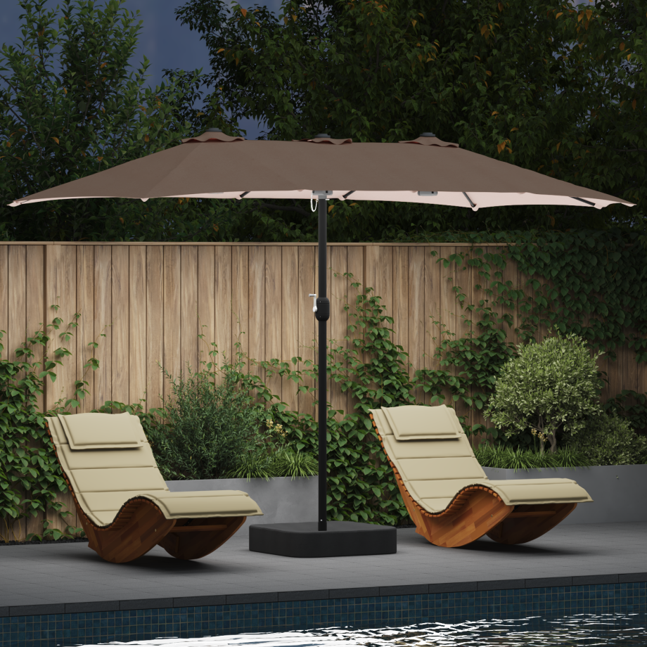 vidaXL Tuinparasol Taupe 385 x 209 x 244 cm Stof afbeelding 1