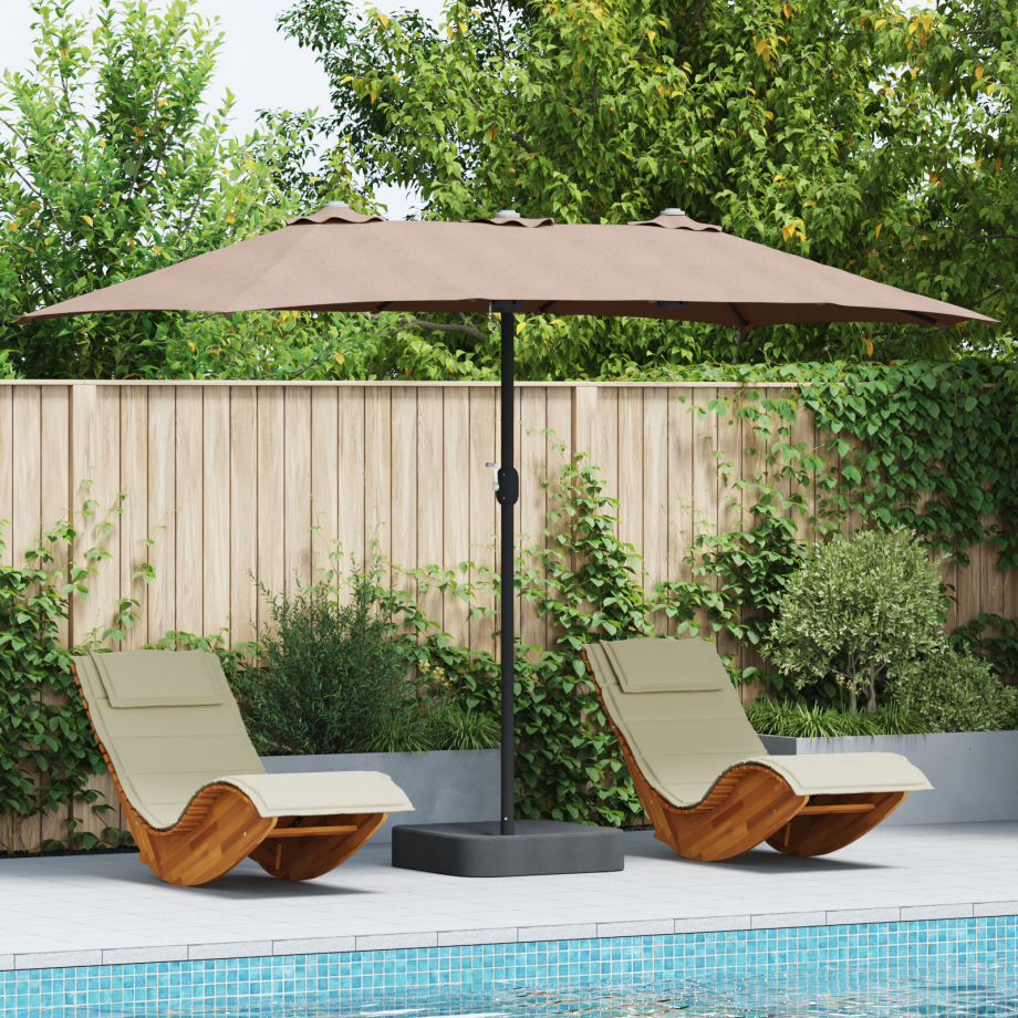 vidaXL Tuinparasol Taupe 385 x 209 x 244 cm Stof afbeelding 1