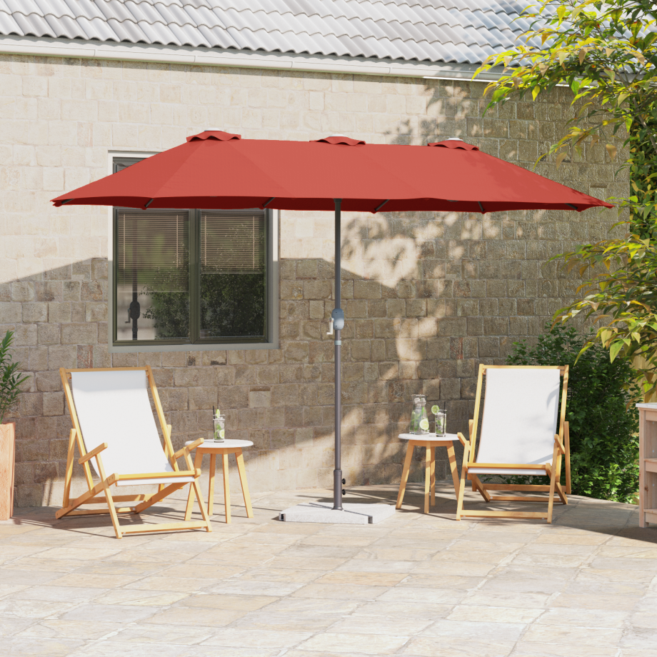 vidaXL Tuinparasol Terracotta 380 x 196 x 235 cm Poedergecoat staal afbeelding 1