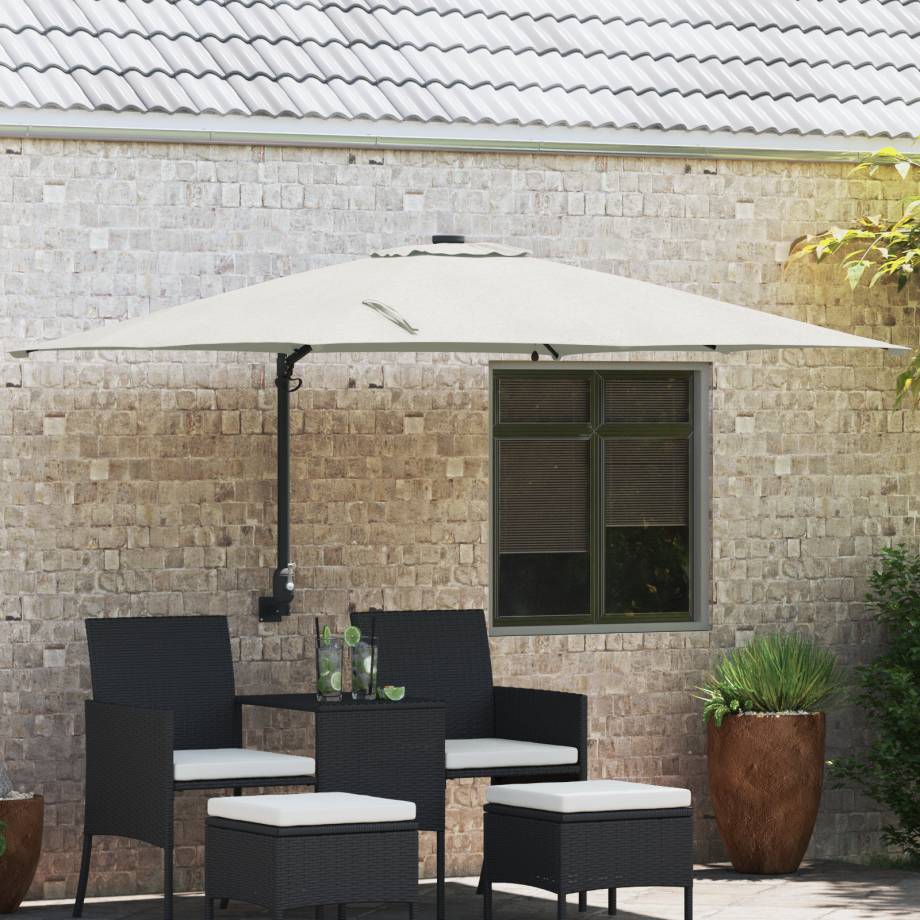 vidaXL Tuinparasol Zand 248.5 x 247.5 x 160 cm Stof afbeelding 1