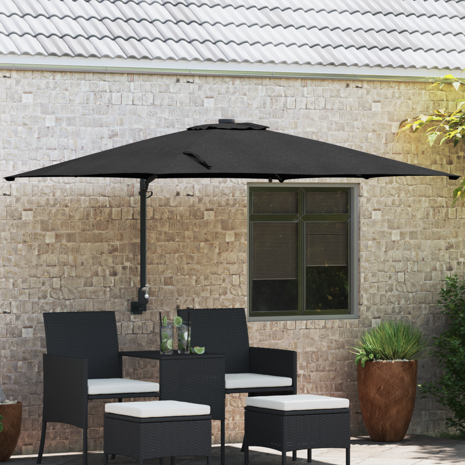 vidaXL Tuinparasol Zwart 248.5 x 247.5 x 160 cm Stof afbeelding 1