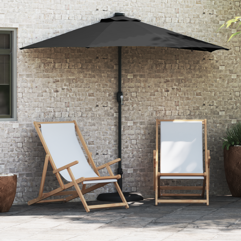 vidaXL Tuinparasol Zwart 294 x 150 x 223 cm Stof afbeelding 1