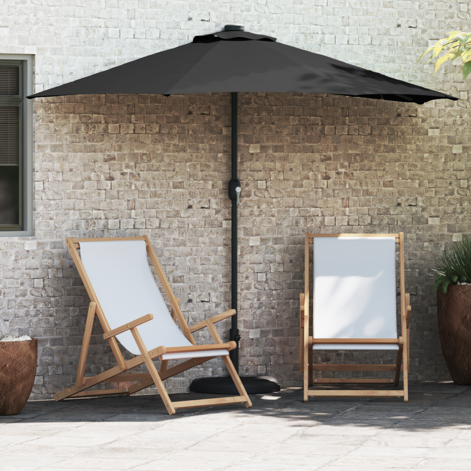 vidaXL Tuinparasol Zwart 294 x 150 x 224 cm Stof afbeelding 1